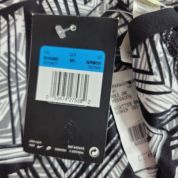 Nike Scatter Brain Black White One Piece Swimsuit NWT Sz 10 - Picture 9 of 10